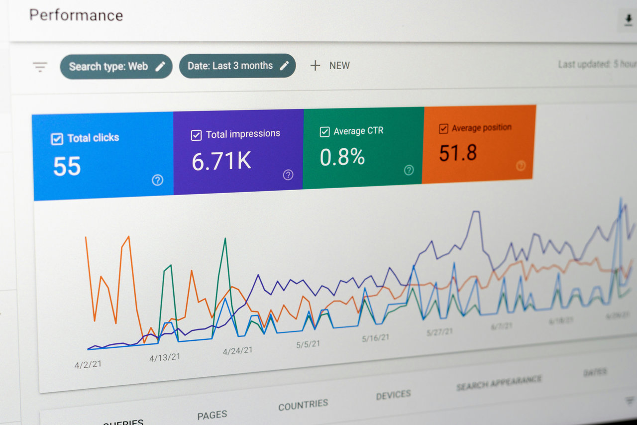 statistiques de visites d'un site web sur la google search console
