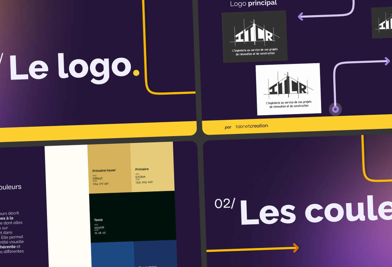 affichage d'un guide style avec un logo et descouleurs