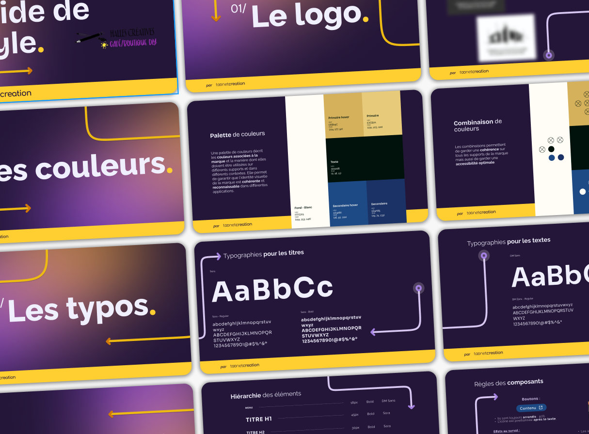 mosaïque d'images illustrant le guide de style d'un site web