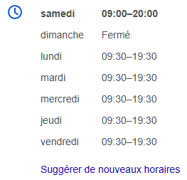 exemple d'horaire sous google my business