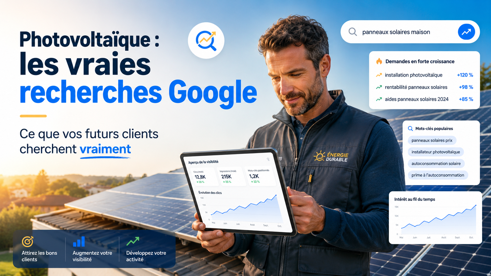 Installateurs photovoltaïques : ce que vos futurs clients cherchent vraiment sur Google