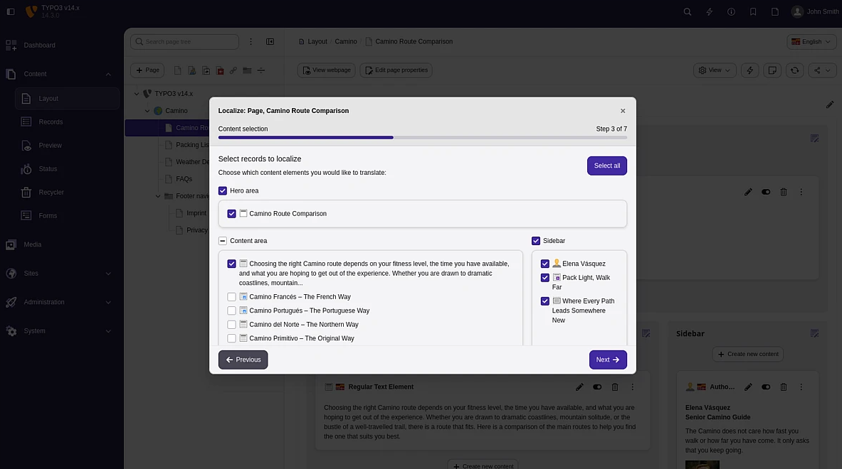 Workflow de traduction guidé dans TYPO3 v14 LTS pour gérer les contenus multilingues