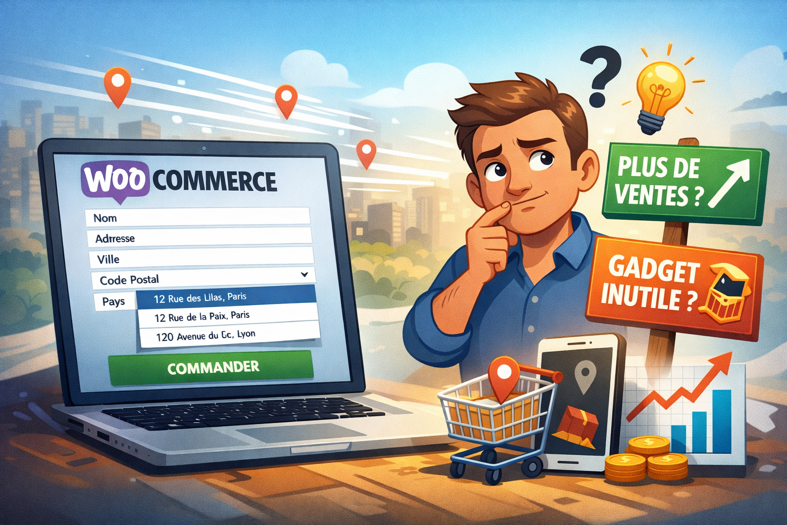 WooCommerce Address Autocomplete : gain de conversion ou gadget ? Mon retour terrain sur le checkout