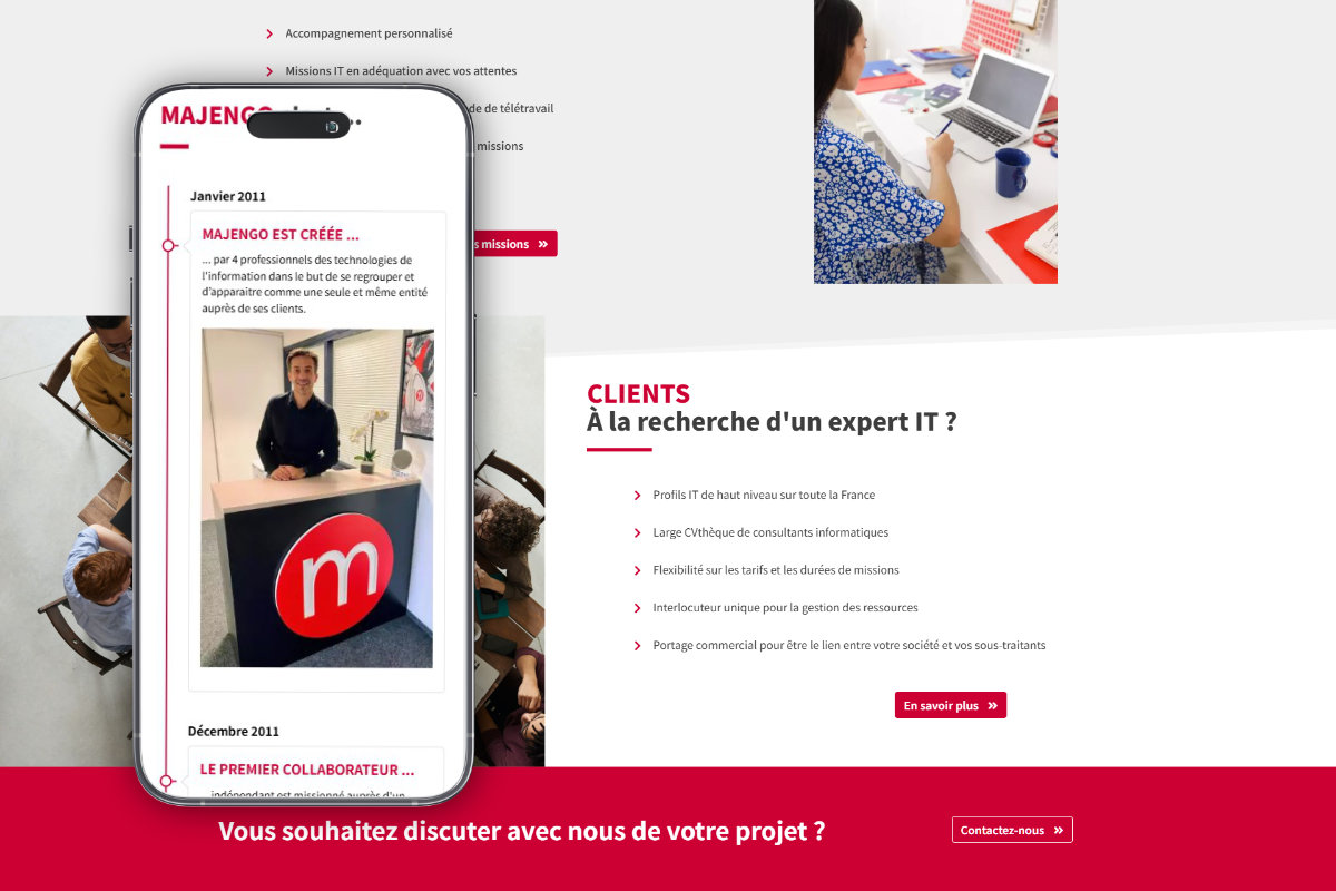 Visuel sur pc et mobile du site majengo.fr