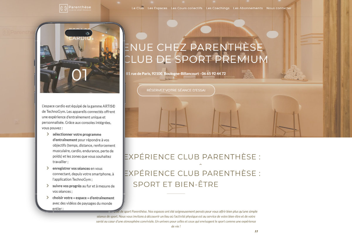 Visuel sur pc et mobile du site parenthese-sport.fr