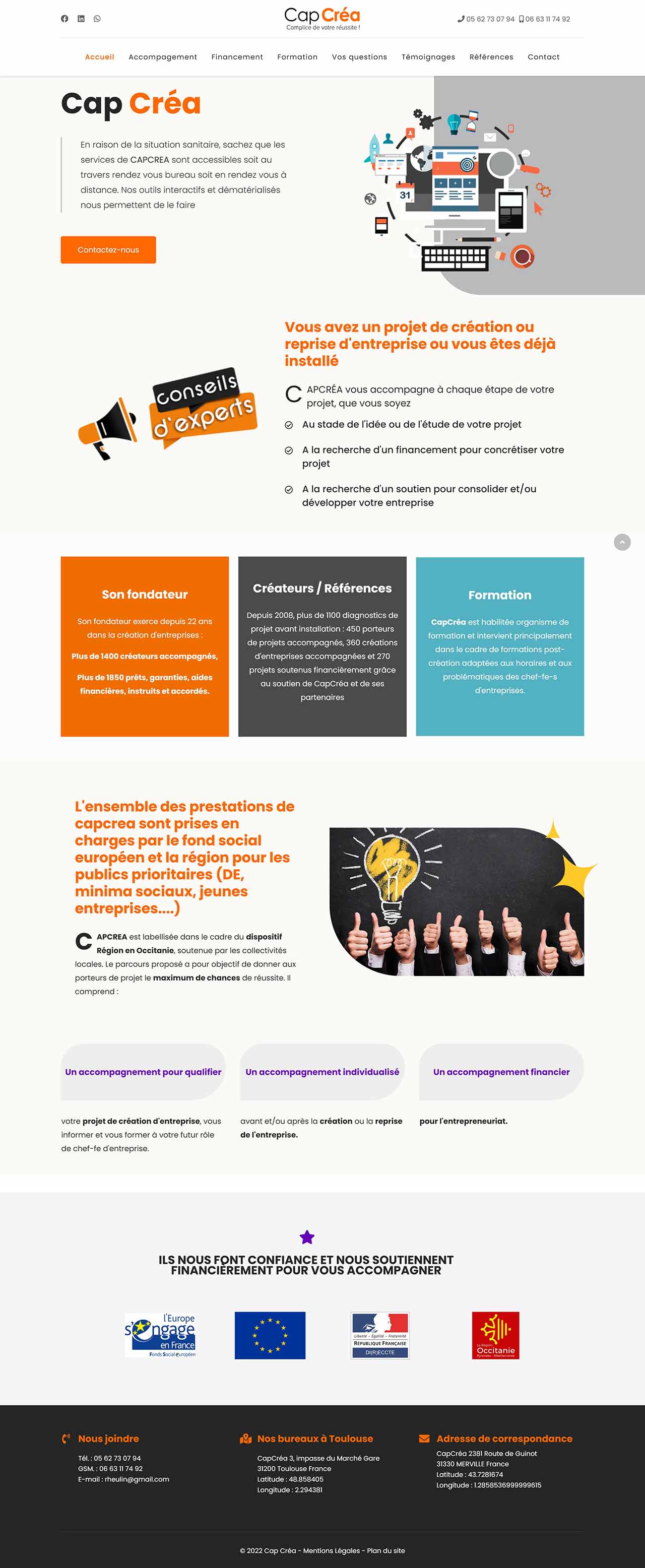 page d'accueil du site capcrea-creation.com