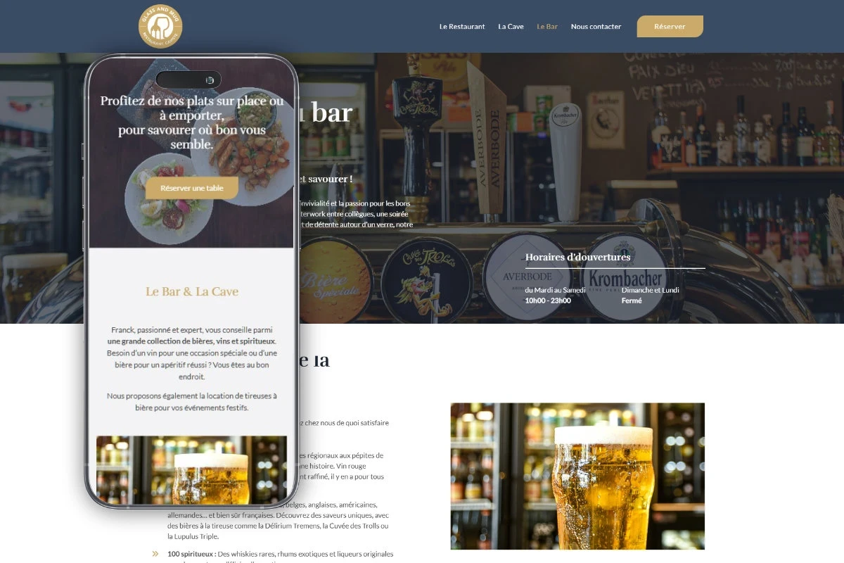 Visuel sur pc et mobile du site glassandmug.fr