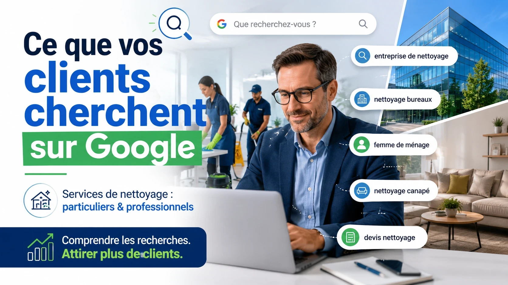 Entreprises de nettoyage : ce que vos futurs clients cherchent vraiment sur Google