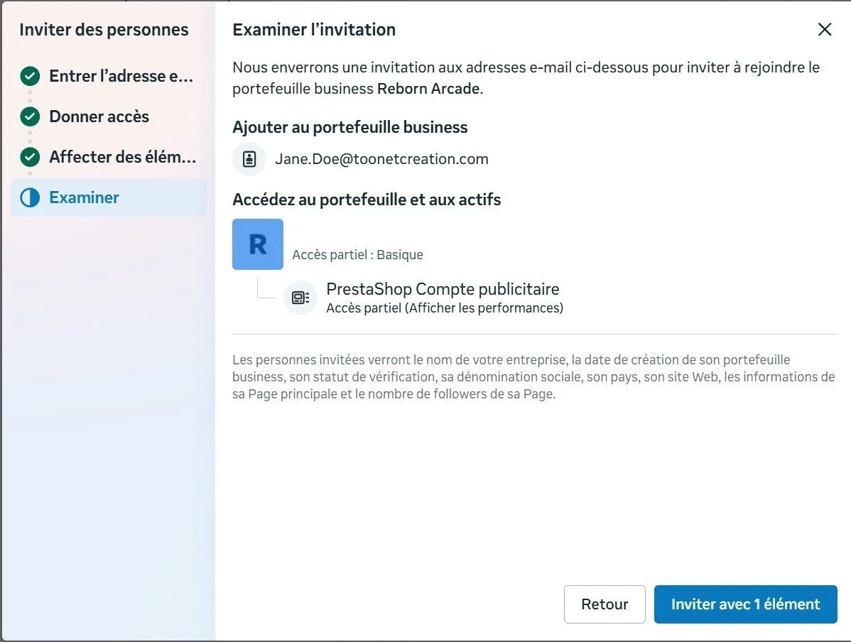 fenetre finale qui resume avant envoie à l'utilisateur