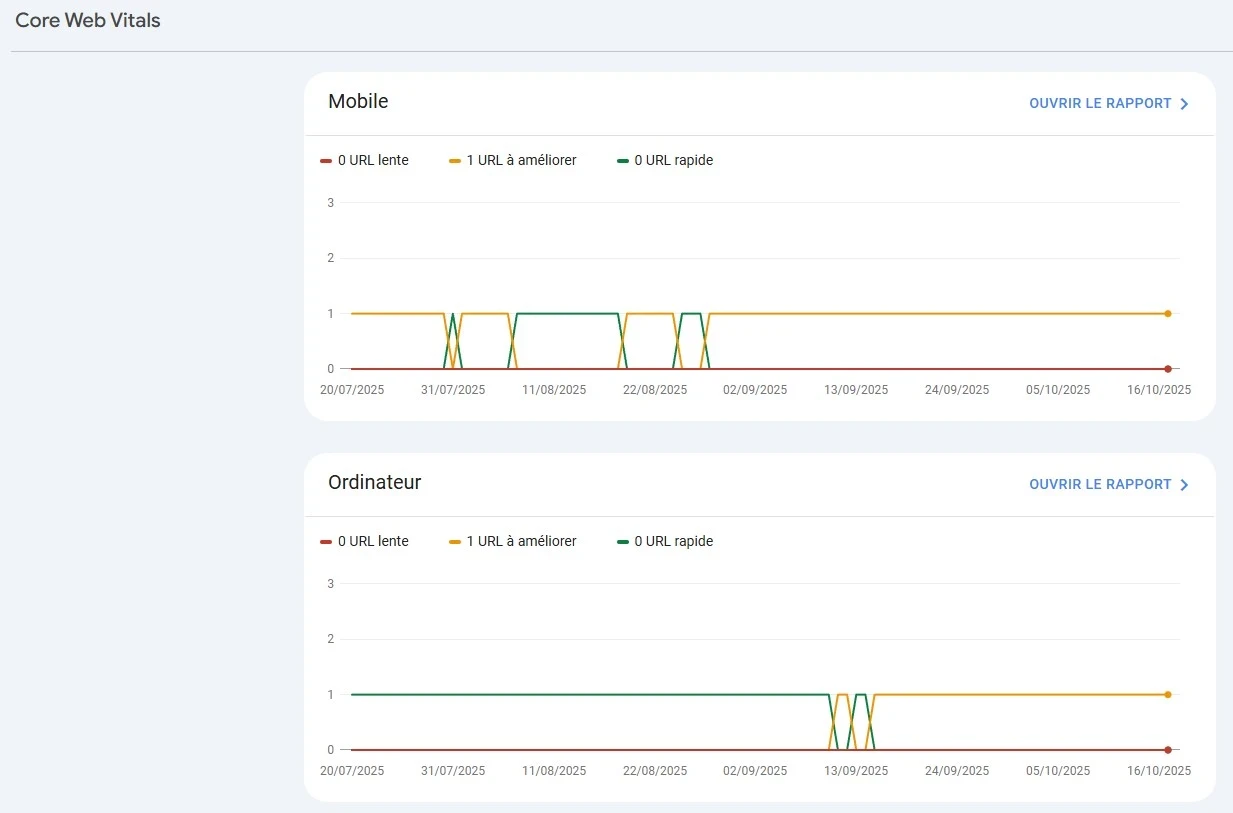 exemple de rapport core vital web sous google search console