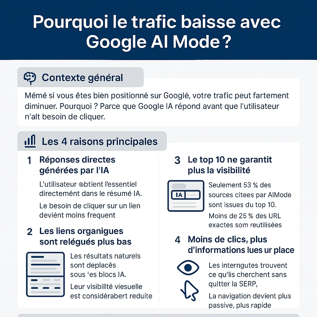 les 4 raisons de la baisse des visiteurs liée à google ai