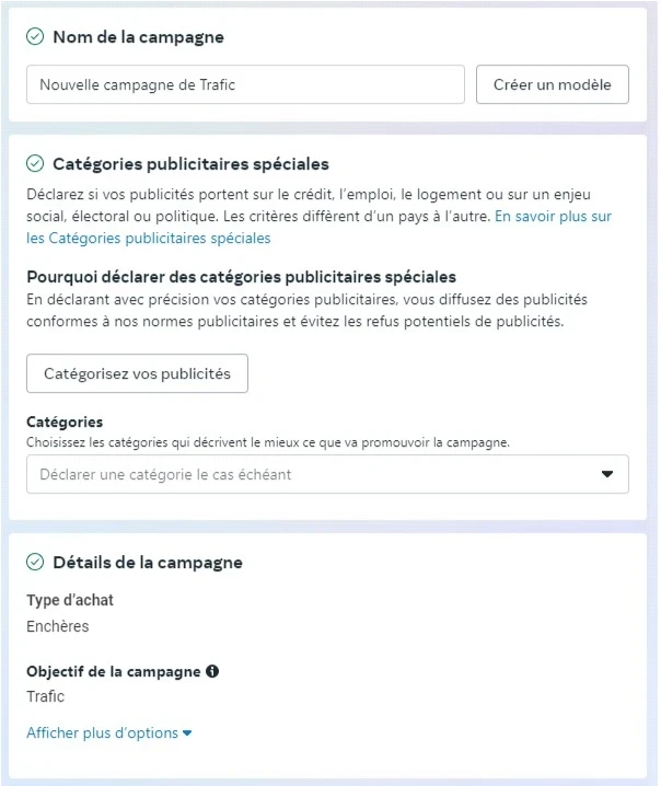 facebook ads interface de confirmation dune campagne