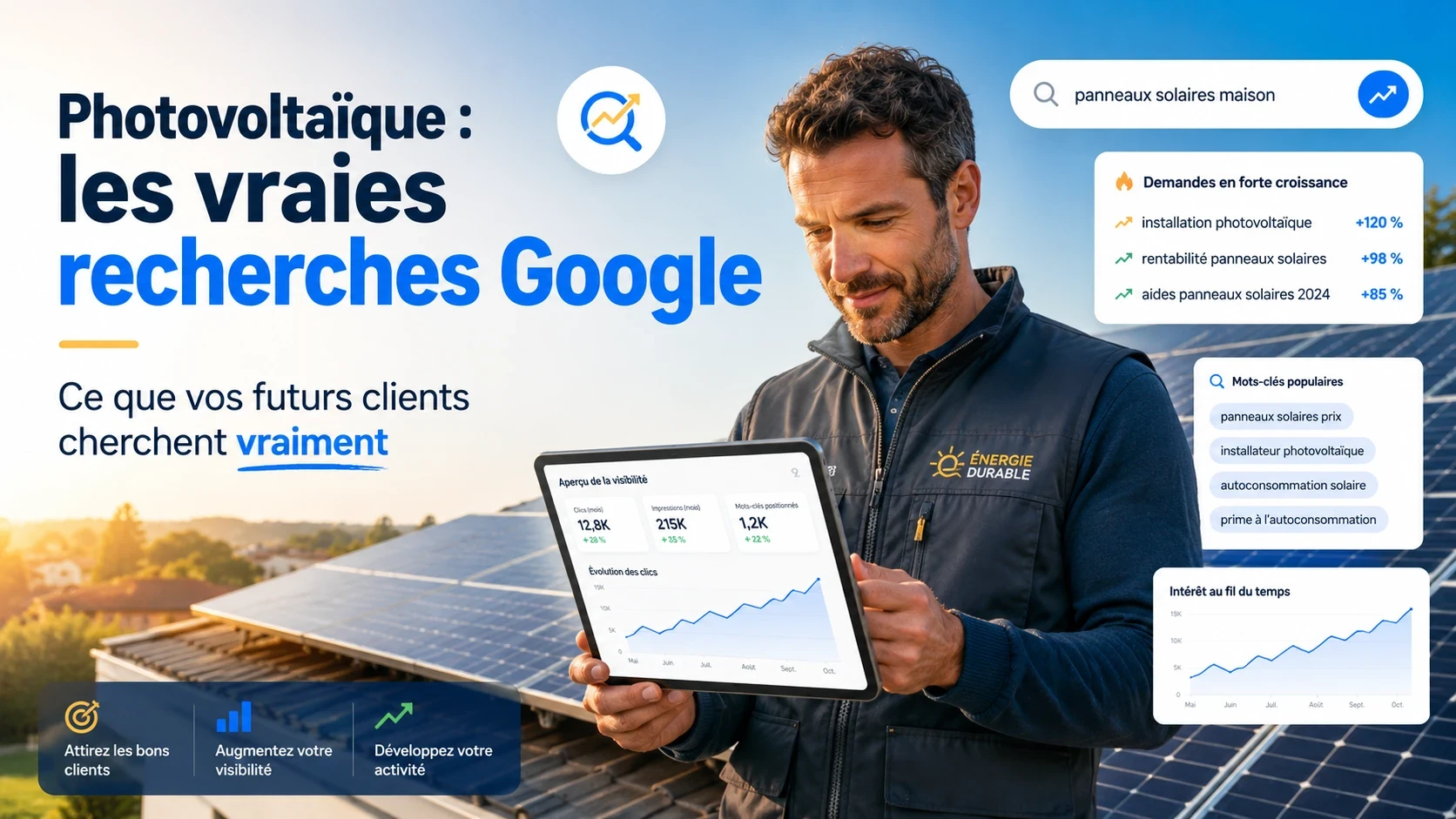 Installateurs photovoltaïques : ce que vos futurs clients cherchent vraiment sur Google