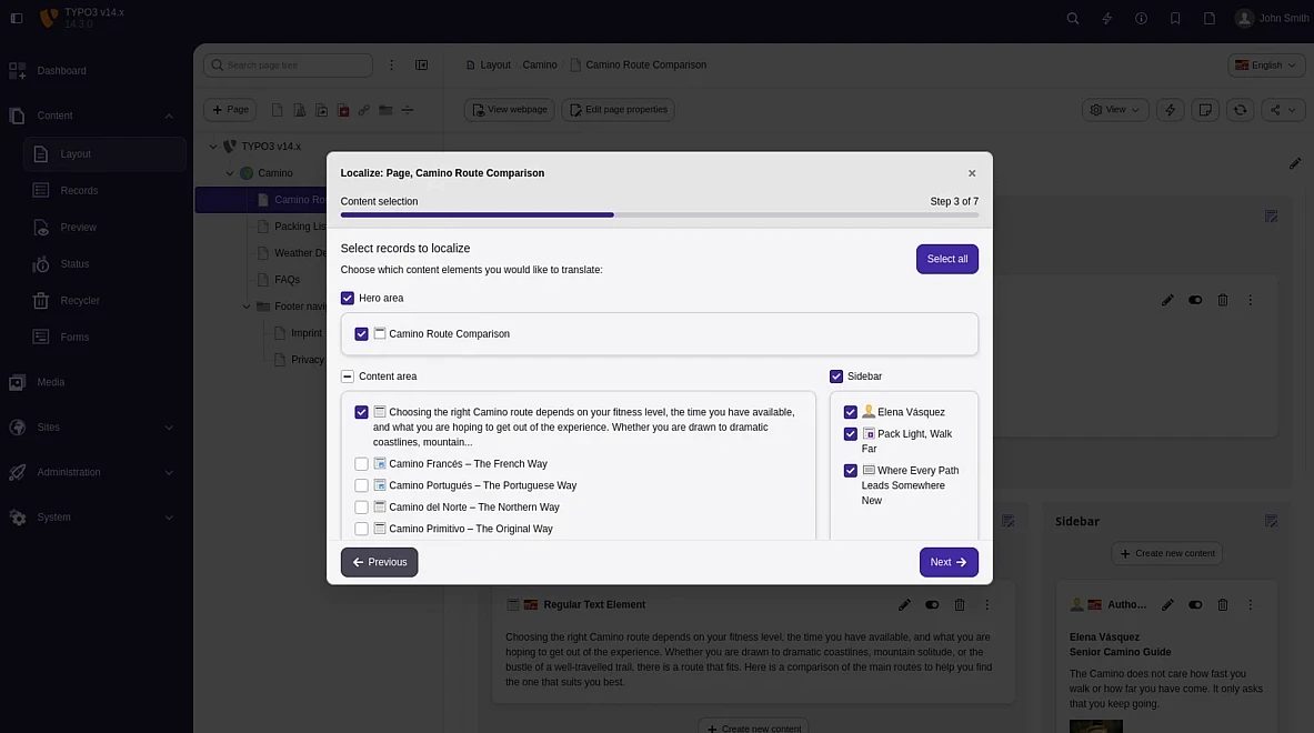 Workflow de traduction guidé dans TYPO3 v14 LTS pour gérer les contenus multilingues