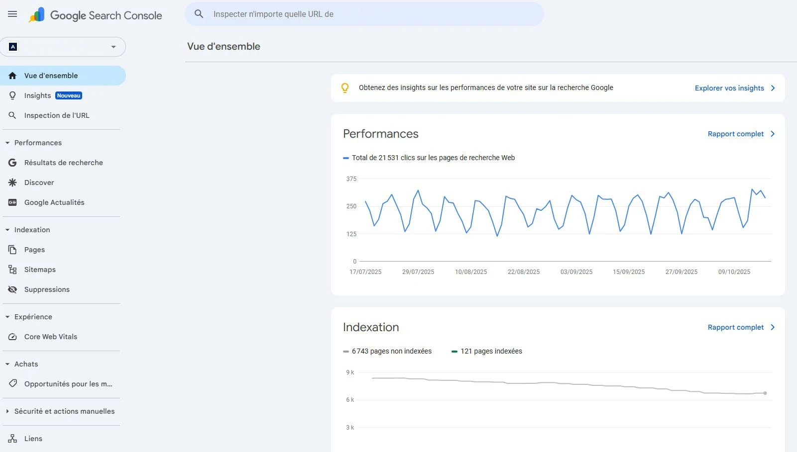 exemple de google search console