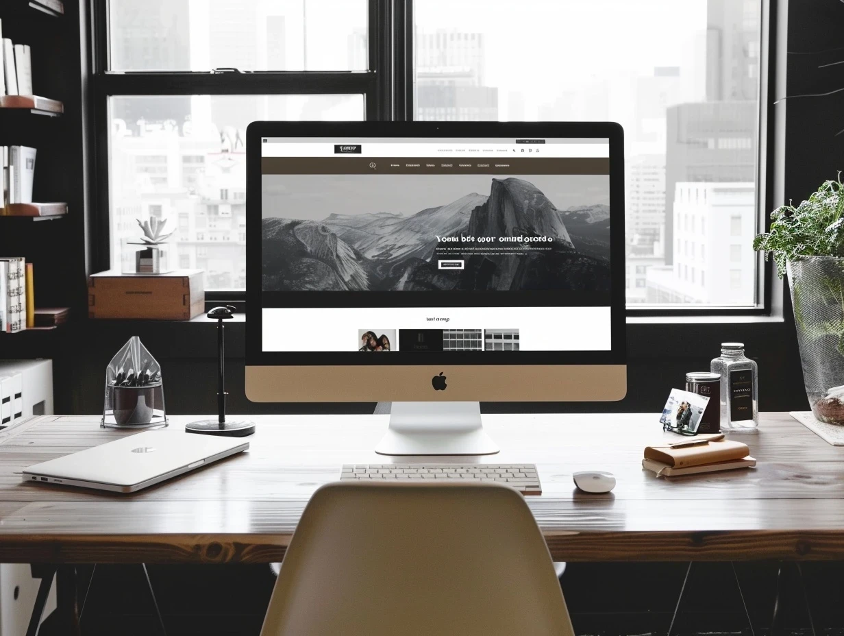 Exemple a travers un écran d'ordinateur d'un site web vitrine