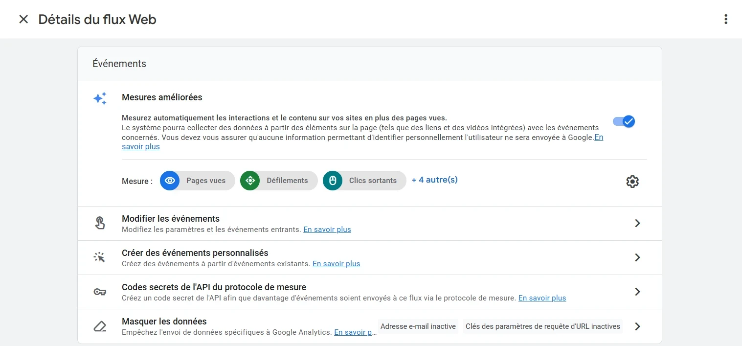 détail de flux web sous ga4