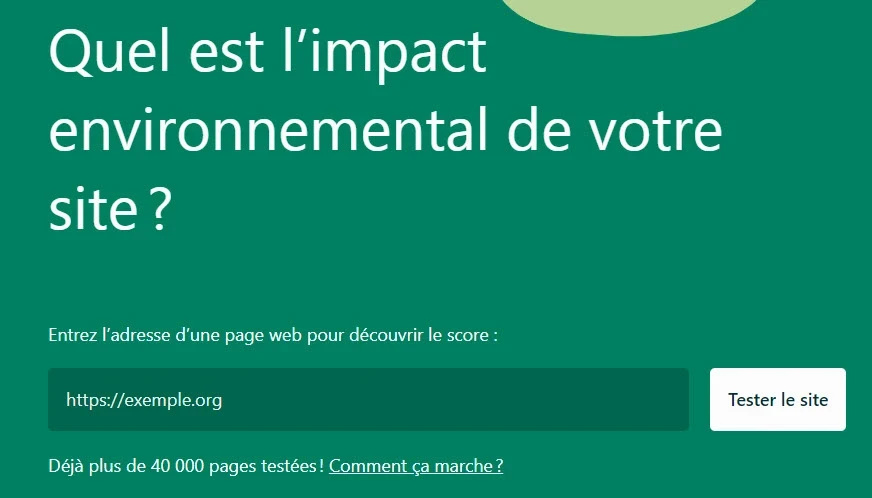 moteur de recherche pour tester l'impact environnemental de son site web