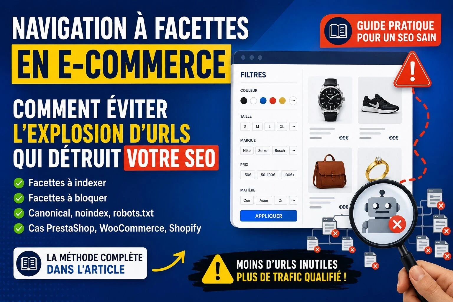 Navigation à facettes en e-commerce : comment éviter l’explosion d’URLs qui détruit votre SEO