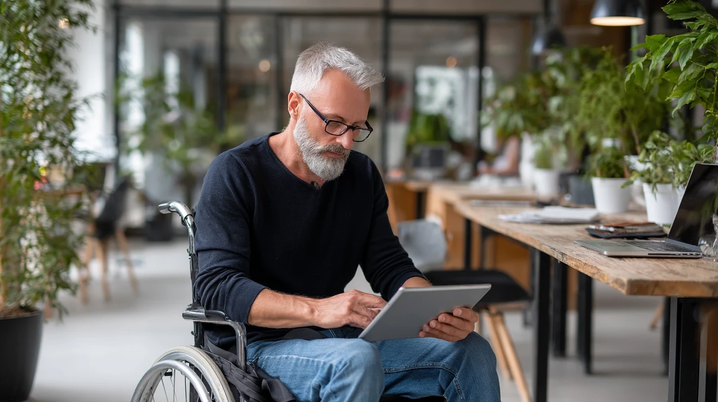 personne utilisant une tablette pour naviguer sur une site web accessible