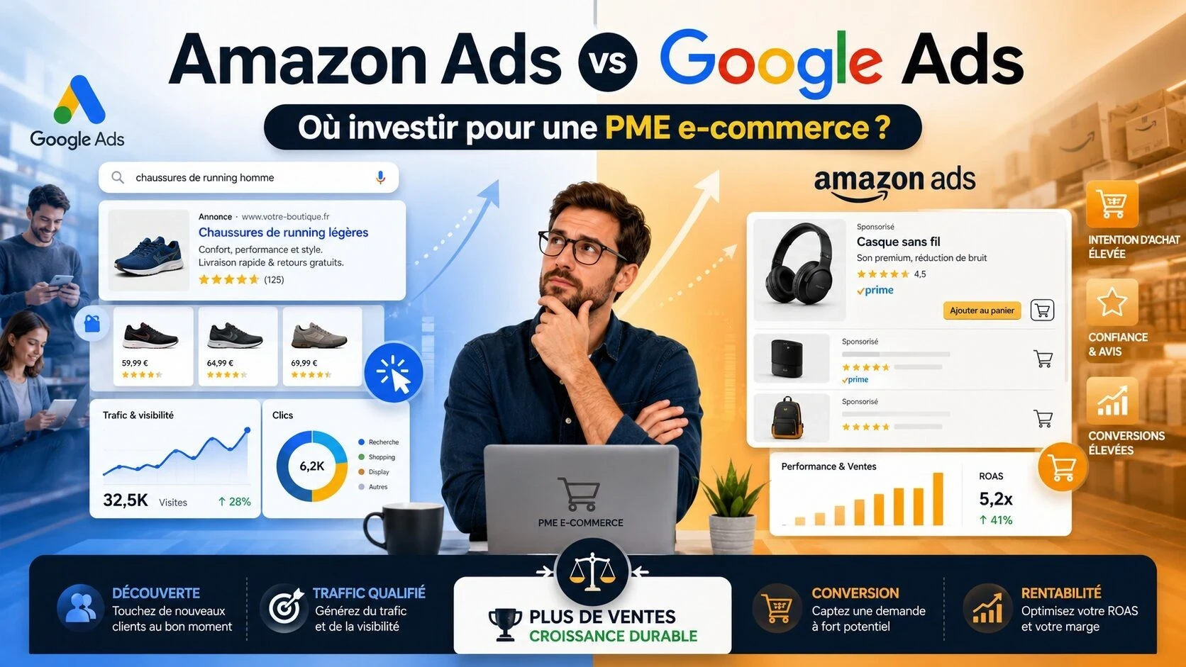 Amazon Ads vs Google Ads : où investir quand on est une PME e-commerce ?