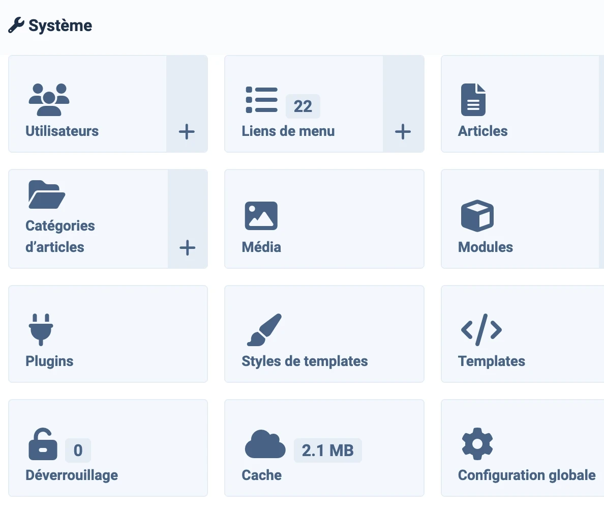 interface backend joomla