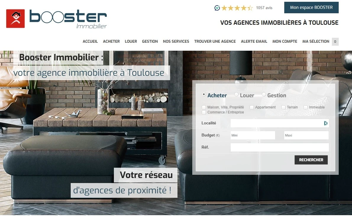 exemple de desing pour un site web d'agence immobilière sur toulouse