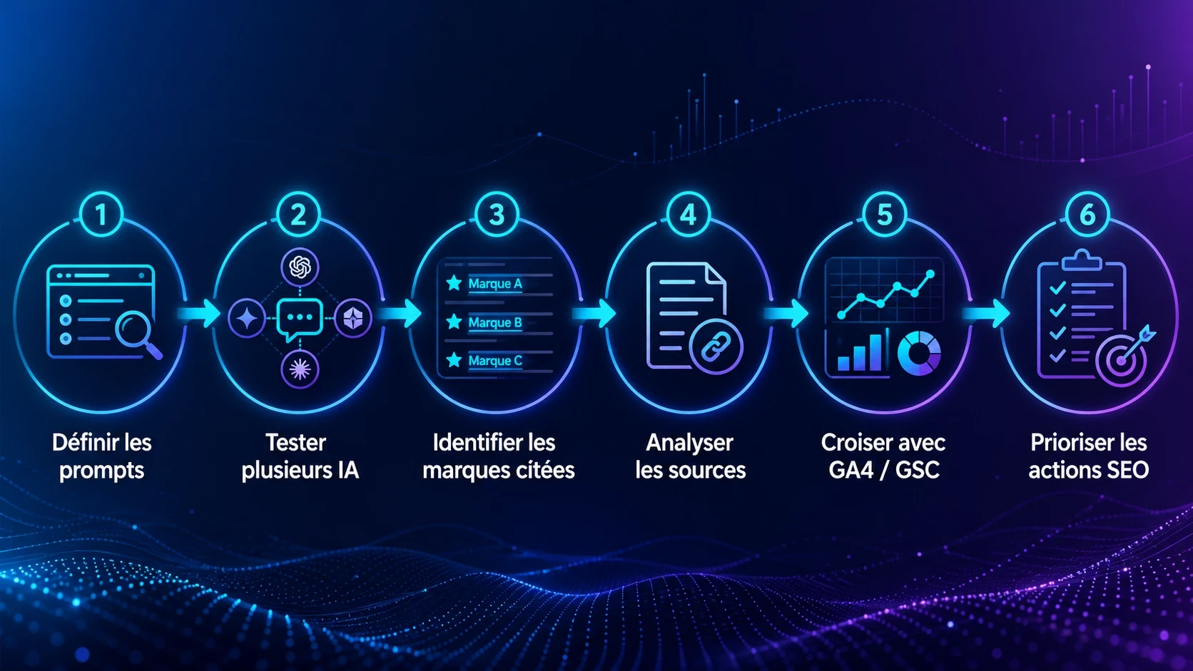 Comparaison entre une requête Google courte et un prompt IA plus long et contextualisé.