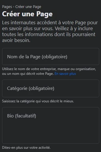 facebook ads saisie du nom dune page entreprise