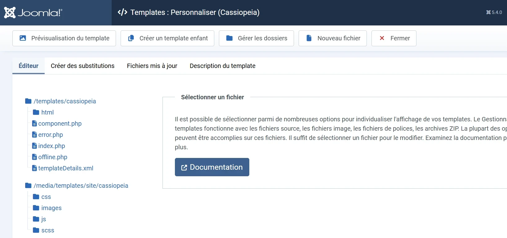 exemple sous joomla de l'edition du template pour insérer GA4