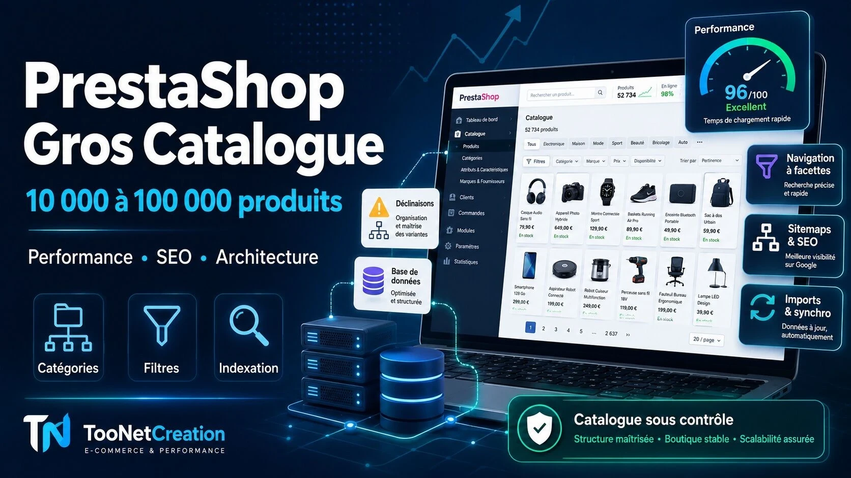 PrestaShop avec 10 000 ou 100 000 produits : comment éviter que la boutique s’écroule