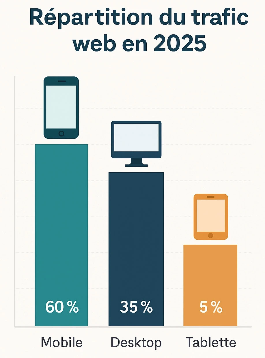 pourcentage utilisation mobile et ordinateur de bureau