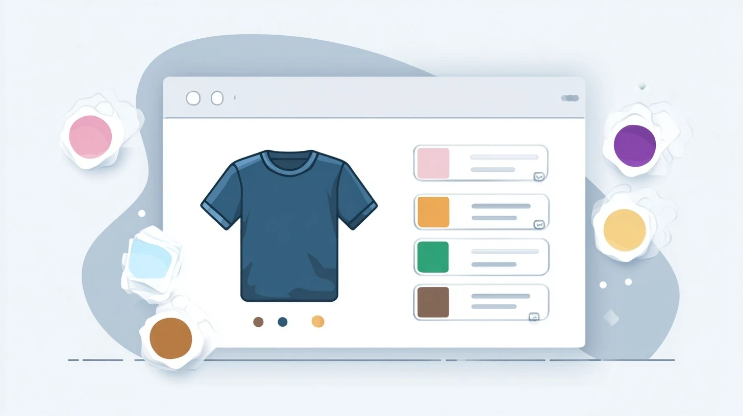 exemple d'interface qui permet au client de choisir un produit et une couleur